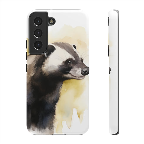 Badger on a Yellow Background - Impact Resistant Phone Case Samsung Galaxy S22 Matte